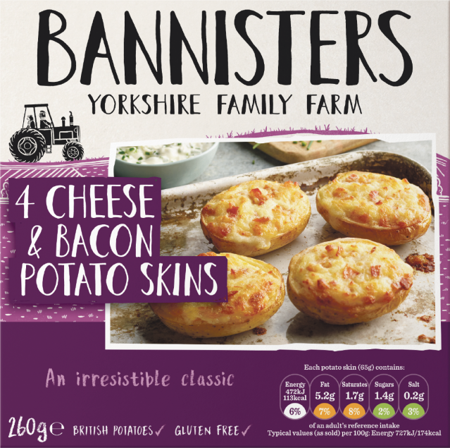 4 Cheese & Bacon Potato Skins&nbsp;260g