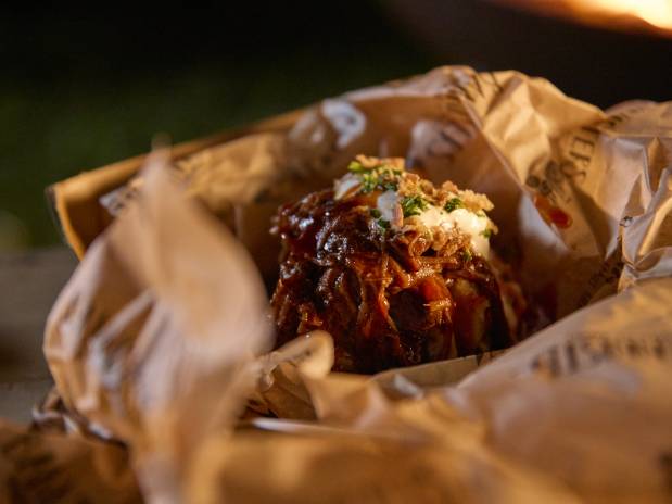 Sticky Smokehouse Brisket Jacket Potato with Hot Honey